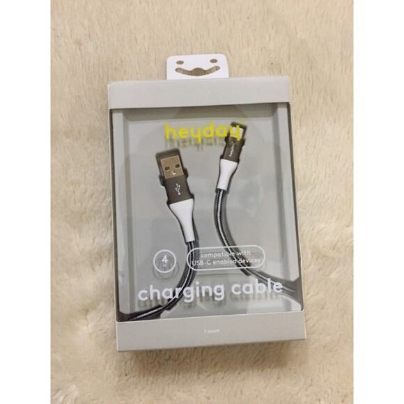 heyday™ 4' USB-C to USB-A Braided Cable-Black/White/Gunmetal - Picture 1 of 1